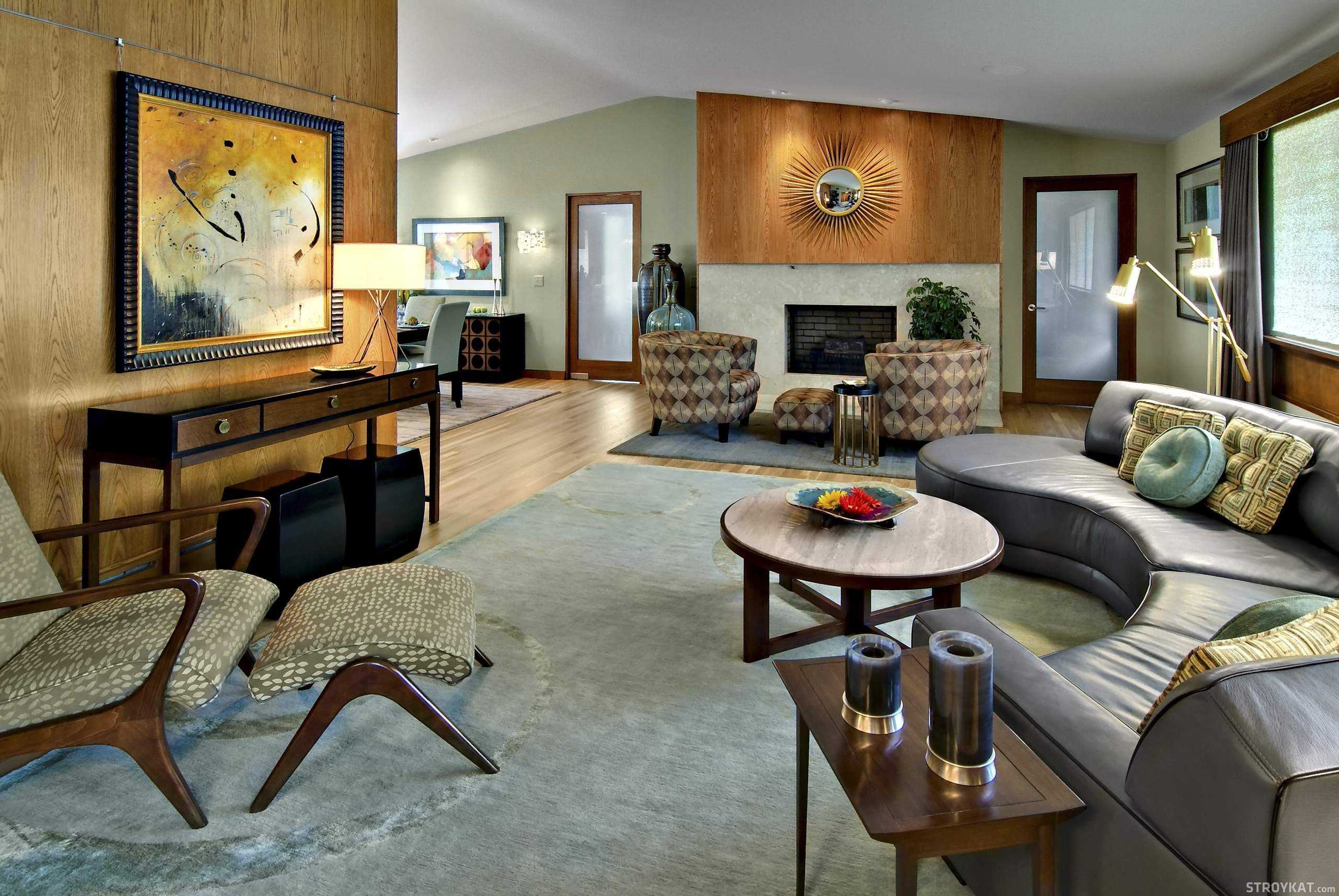Проект квартиры в стиле mid-century modern - фото интерьеров